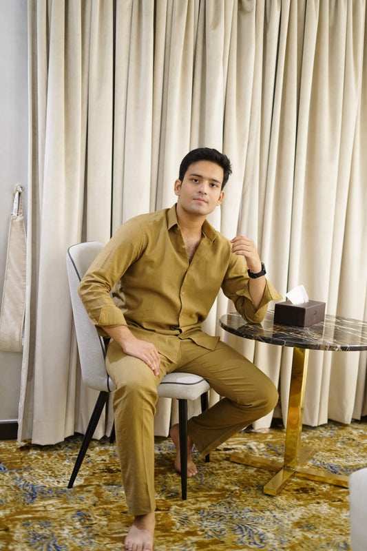 Exclusive Mocha Earth Linen Set – Cozy Luxury Look